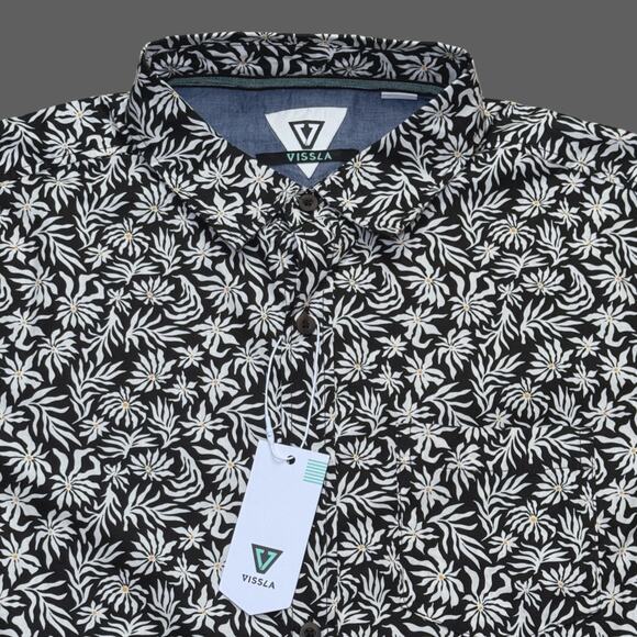 Vissla Patterned SS Button Up Black Multicolor Floral Size M NWT M5052ALY-BLK - Picture 3 of 7